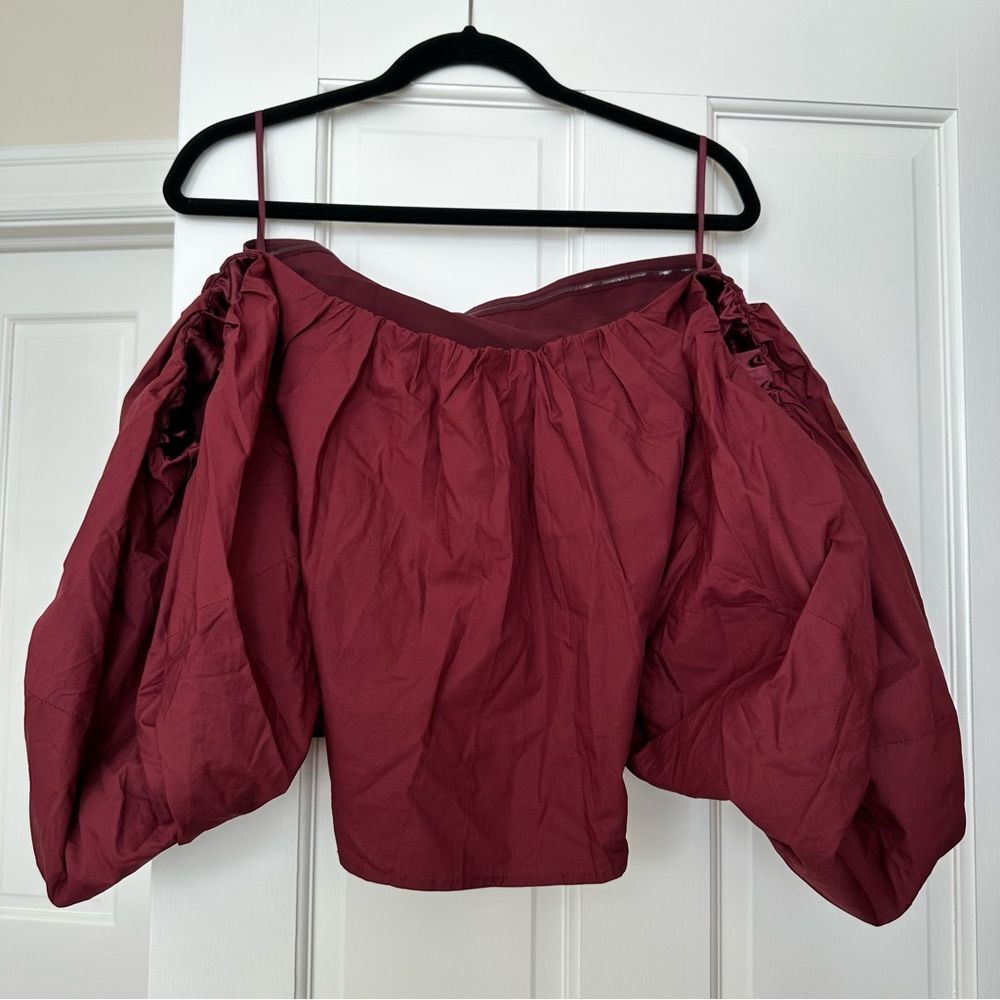 NWOT S FP X mare mare maroon puff sleeve top - Picture 4 of 6